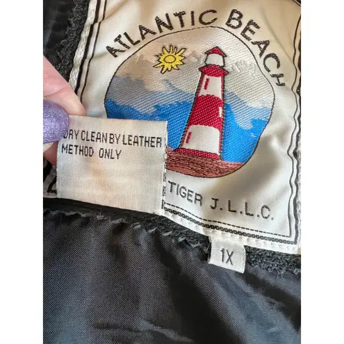 Atlantic Beach Long Collared Black Leather Trench Coat 1X NWT Streetwear Edgy