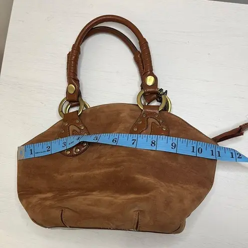 Rina Rich Velvet & Leather Music Top Handle Handbag Brown