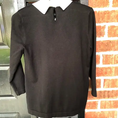 Karl Lagerfeld  Black Sweater with White Collar Top Women's Size Medium