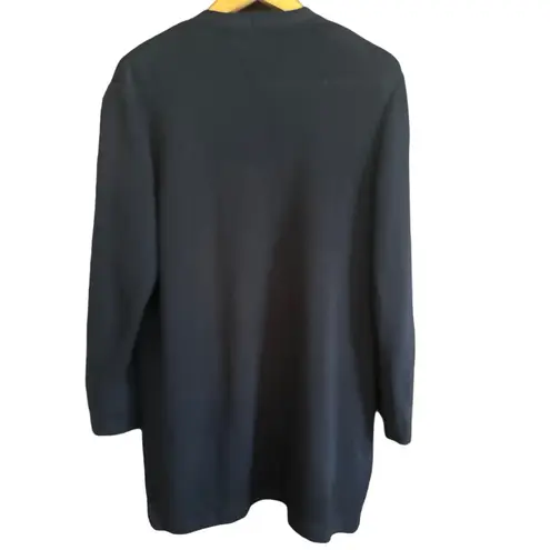 St. John | Santana Knit Navy Blue Long Cardigan with Gold & Enamel Buttons Sz M