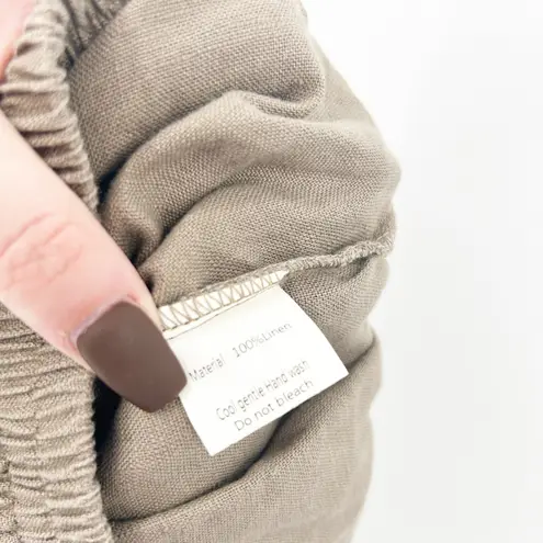 Iximo Womens Beachy Lounge Lagenlook Tapered Leg 100% Linen Pants Size S Khaki Brown