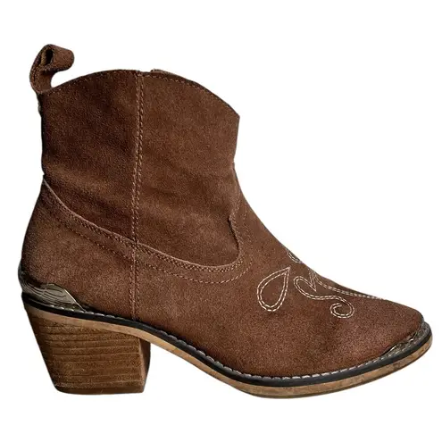 Spell Brown Tan Suede Cactus Rose Western Boho Boot Booties EU 37 Size 6.5