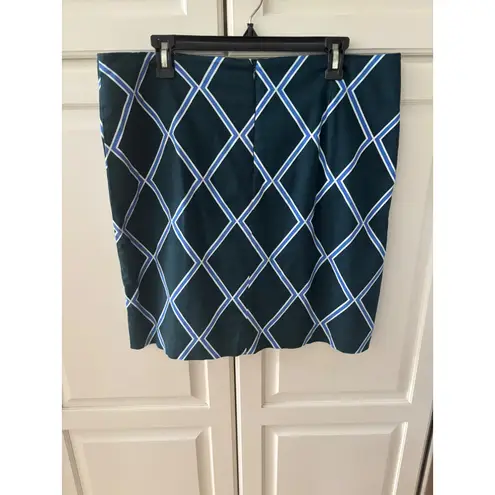 Melly M Women's Skirt Size 12 Green Blue White Geometric Diamond Pattern