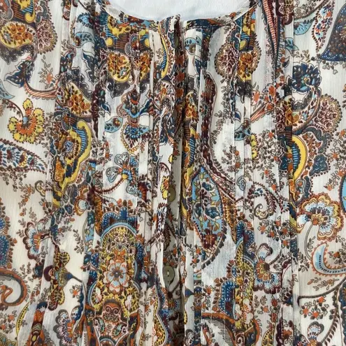 Daniel Rainn DR2 Paisley Print Mini Shift Dress Women's Large Pleated Front Sleeveless Lined