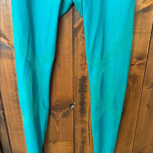 Fanka Leggings Womens Body Sculpt Green Compression Reversible Workout Pant Size M