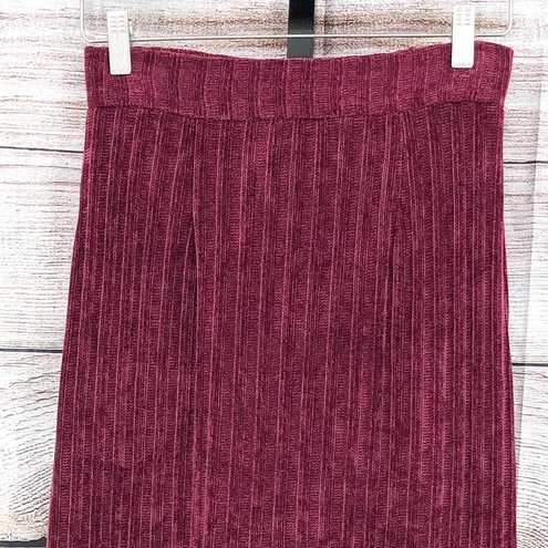 Hutch Anthro Burgandy Velour Midi Skirt Size XS