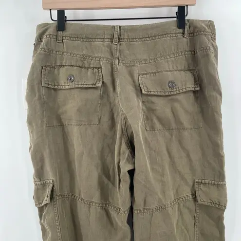 Bella Dahl Sienna Pants Size 31 NWT Rolled Cargo Linen Blend Jogger Green Casual