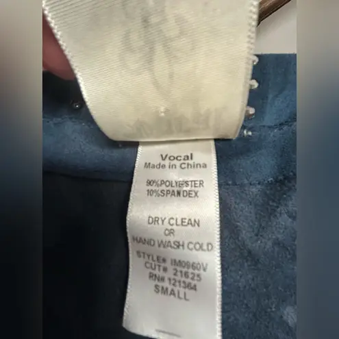 Vocal Navy Faux Suede Sleeveless Duster Vest with Rhinestone Studs