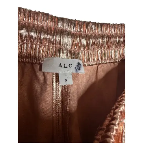 ALC Frank A.L.C. Ryder Metallic Gold 100% Linen Short Drawstring Sz Small Women's