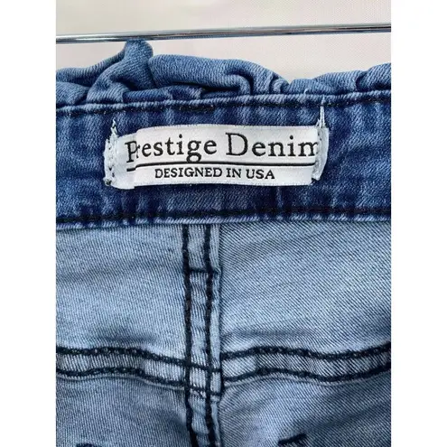 Prestige Denim Paper Bag Waist Skinny Jeans Medium Wash Size Small Blue