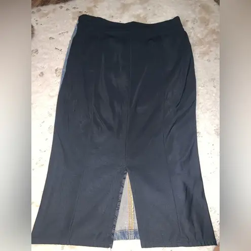 Dolce & Gabbana Y2k denim pencil skirt split black back with hook & loop detail