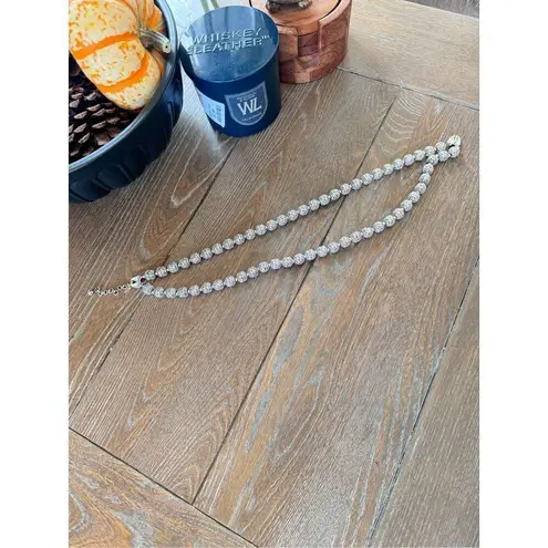 Monet Silvertone Filigree Metal Bead Double Strand Choker Necklace Adjustable Silver