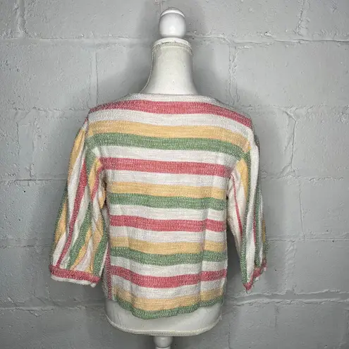 Current Air Anthropologie Women's Abilene Striped Balloon Sleeve Top Small