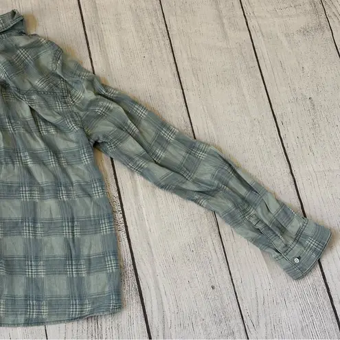 Be cool size large blue plaid long sleeve tie front button shirt