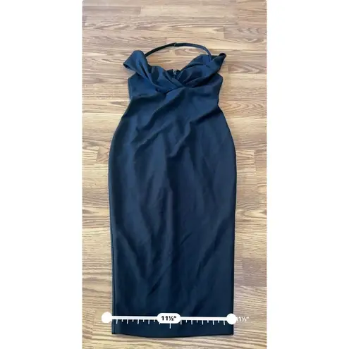Nookie bodycon black Athena Off Shoulder Halter Midi Dress size S