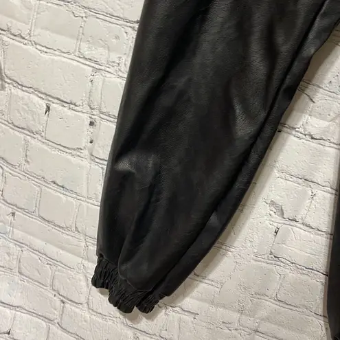 Trendy Faux Leather Jogger XS Black