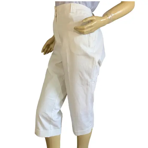 Larry Levine WHITE CROPPED LEG CUFF HEM TROUSERS (10)