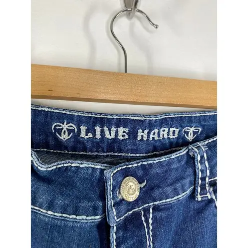 Ed Hardy Dark Wash Blue Denim Cotton Blend Zip Fly Jeans Women's Size 16