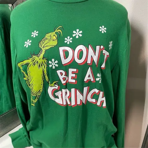 Dr. Seuss Grinch Fleece Pullover Sweatshirt Green Size xl