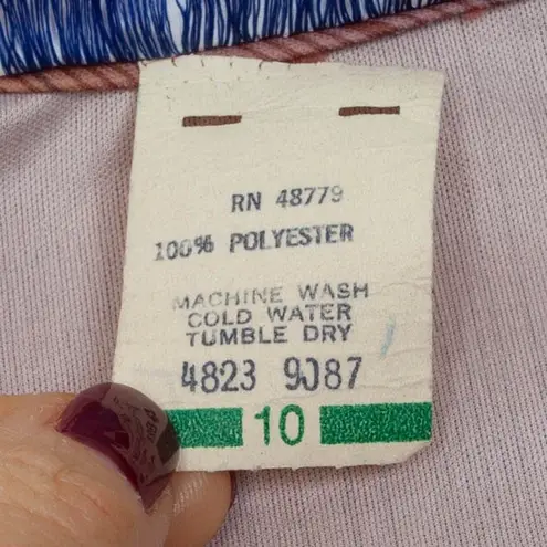 Bobbys Girl Vintage 70s 80s Midi Dress Tie Neck Stripe Print Rust Orange Size 10 Brown - Image 6