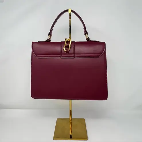Badgley Mischka Purse Plain Grain Crossbody Big Chain Stud Lock Plum - MSRP $149