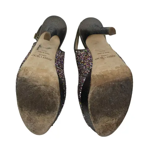 Jimmy Choo 145mm Platform Glitter Slingback Pumps Rainbow Size 39.5