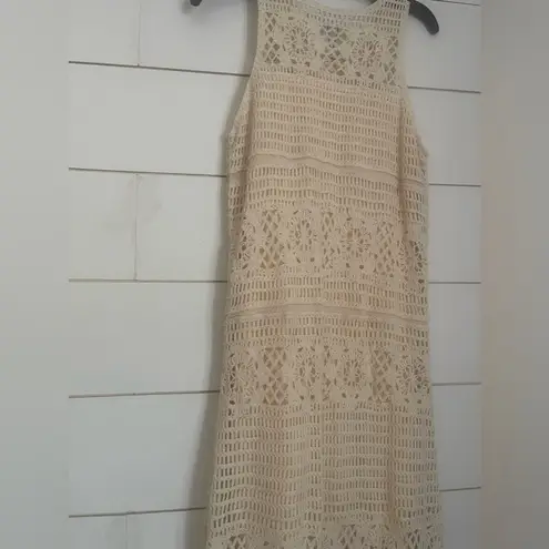 BB Dakota Crochet You Love Me Beige Crocheted Sleeveless Maxi Dress  by Steve