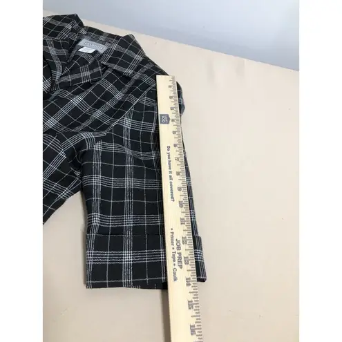 Sevion Women Suit Jacket 8 Buttons Short Sleeve Plaid Office Siren Dark Academia