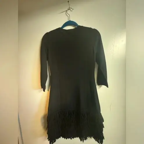 Soft Surroundings Soft Surroundings women’s Black 3/4 sleeve Dress Frizzy fringe midi Skirt XS