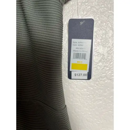 Rachel Roy Army Green Ribbed One Piece Plunge Swimsuit Size Large