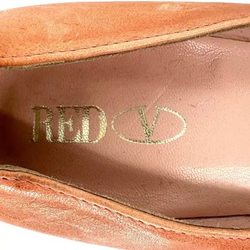NEW Red Valentino Coral Pink Leather Bow Open Toe Pumps Size 39 Heels