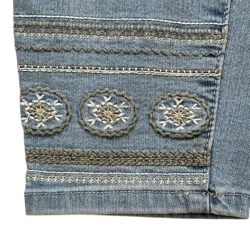 Artisan NY Denim Jeans Embroidered Cuff Ankle Light Wash Casual Womens Sz 12