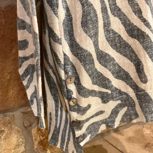 Chico's Chico’s Animal Print Zebra Light Pullover Sweater 2X Gray Ivory XXL 2X