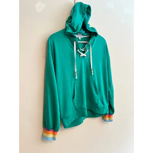 P.J. Salvage Super Soft Live in Color Hoodie in Sage Green Rainbow Size: Medium