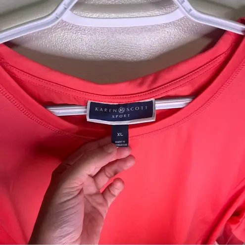 Karen Scott NWT Peach Orange Scoop Neck Short Sleeve T-Shirt XL Moisture Wicking