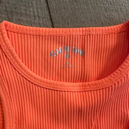 Year Of Ours NWT Ribbed Wrap Bra in TANGERINE Orange XS