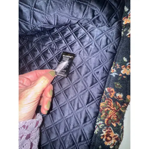 BLANKNYC Floral Quilted Zip Up Jacket Womens Size S Bomber Style Black