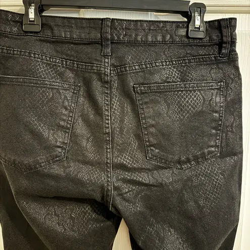 Kut From The Kloth  Mia High Rise Ankle Toothpick Skinny Black Snakeskin Size 12