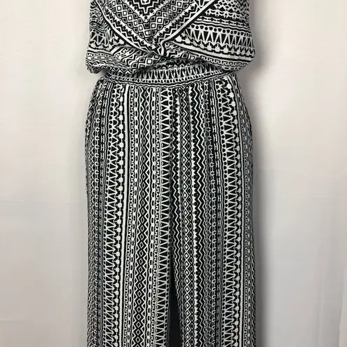 prAna Bijou Black & White Halter High Neck Wide Leg Jumpsuit XS