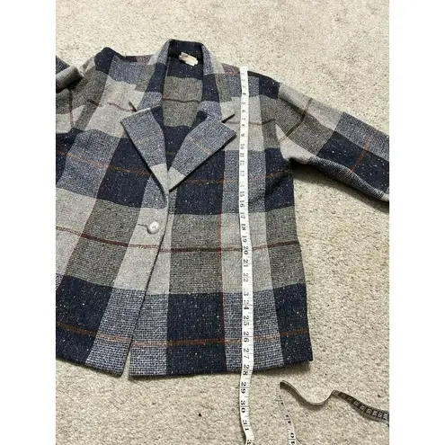 JOHN MEYER VINTAGE PLAID EQUESTRIAN BLAZER Barn coat Size 10 VTG Blue