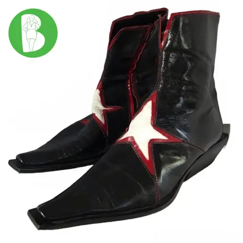 GOFFREDO FANTINI MATERIA PRIMA BLACK, RED AND WHITE STAR DESIGN BOOTS (36) Black Size 5