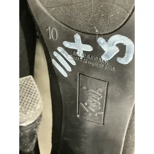 Fioni Womans Black Suede Lace Up Platform Ankle Boots Size 10