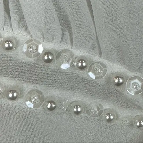 Morgan Taylor Fantasies White Pearl & Sequin Tiered Ruffle Nightie Chemise Small