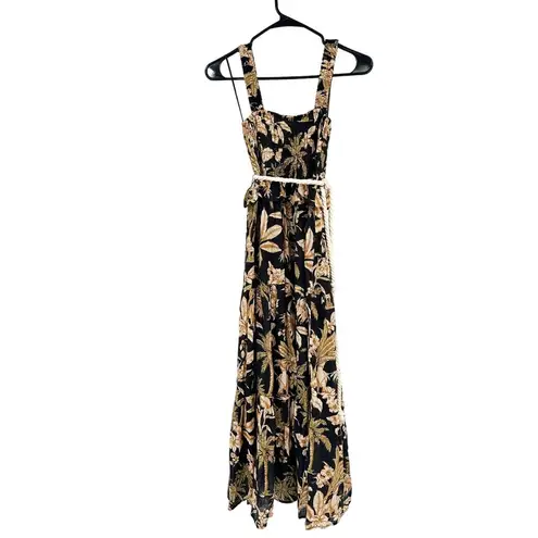 Seafolly Anthropologie Castaway Shirred Tropical Floral Print Maxi Dress Size XS