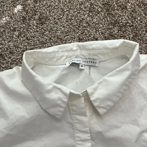 English Factory White Button Down Mini Dress Collar 3/4 Sleeves Size Medium