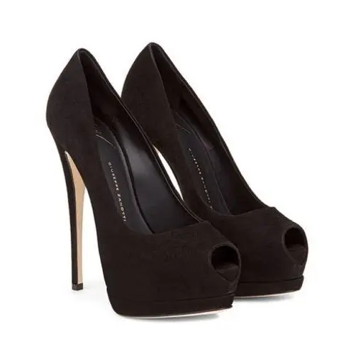 Giuseppe Zanotti • Sharon 130 platform heels pumps black suede stiletto peeptoe