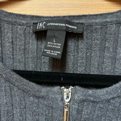 Inc international VTG Y2K Women's Gray 1/2 Zip Ribbed Henley Sweater Large Elena Gilbert Bella