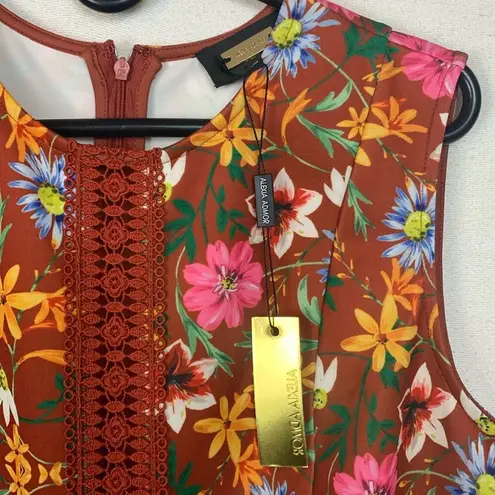 Alexia Admor women's large NEW dress Justine sleeveless drop waist floral cutou