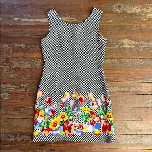 All that jazz Vintage Gingham Floral Mod Inspired Shift Dress ~ Size 10 (M) 💚🍄