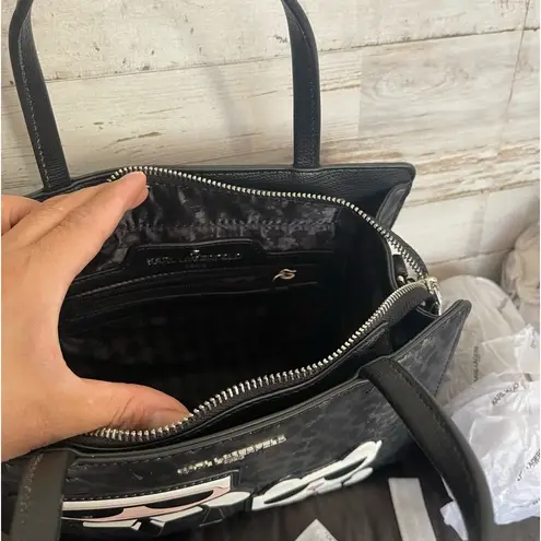 Karl Lagerfeld Paris Mini Tote Leopard Crossbody – Black/Grey